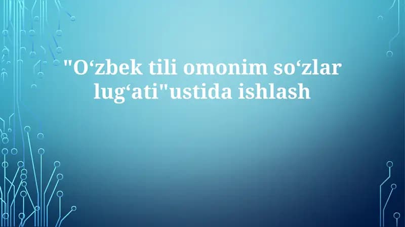 Oʻzbektili Omonimlar Lugʻati