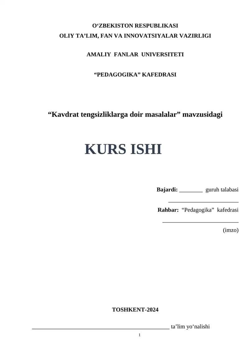 Kavdrat tengsizliklarga doir masalalar