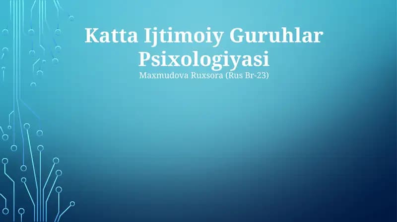 Katta Ijtimoiy Guruhlar Psixologiyasi