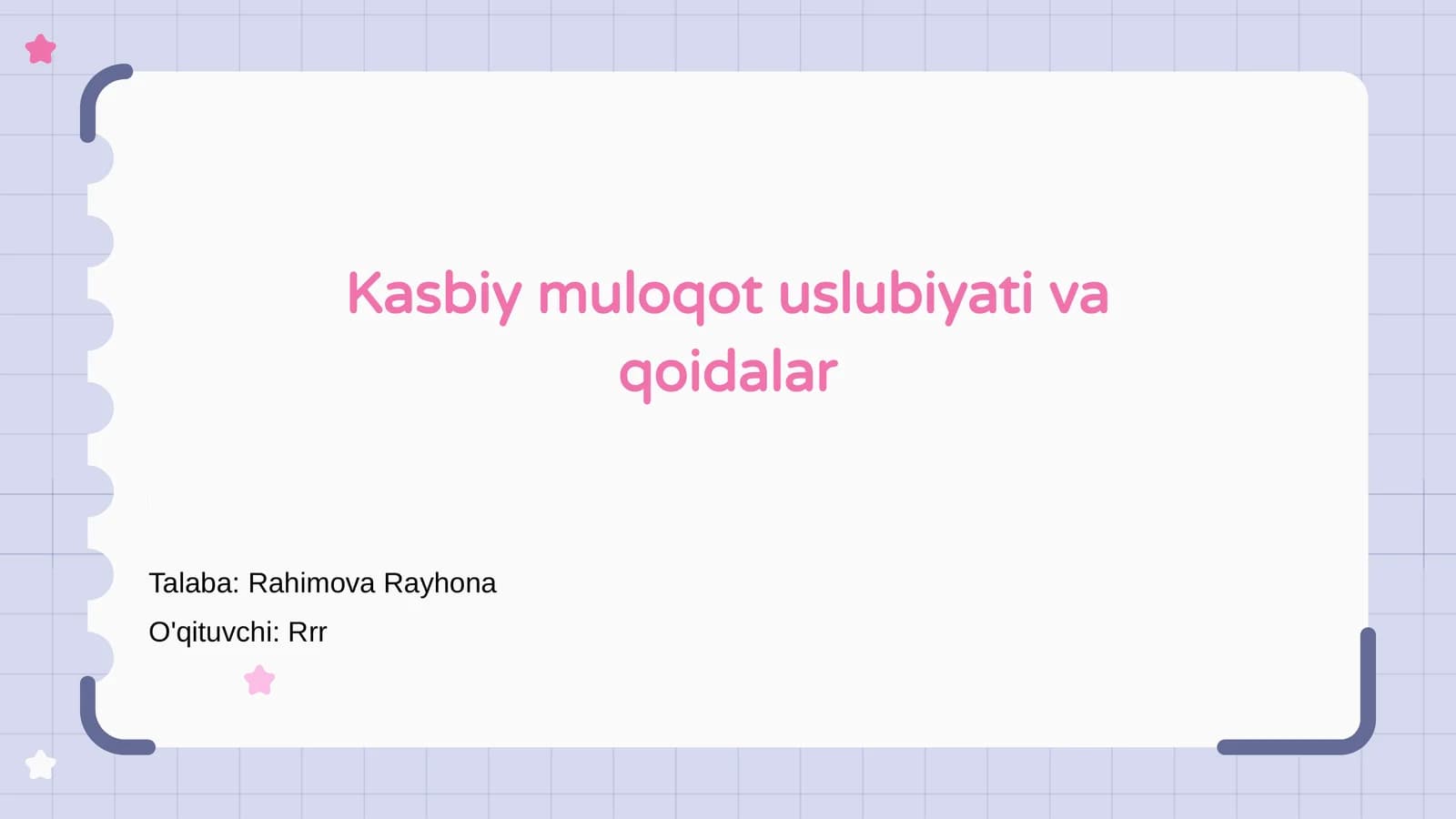 Kasbiy muloqot uslubiyati va qoidalar