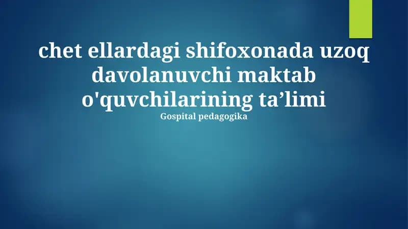 Chet Ellard Kasalxonasida Ta'lim Jarayonini Yaxshilash Yo'llari