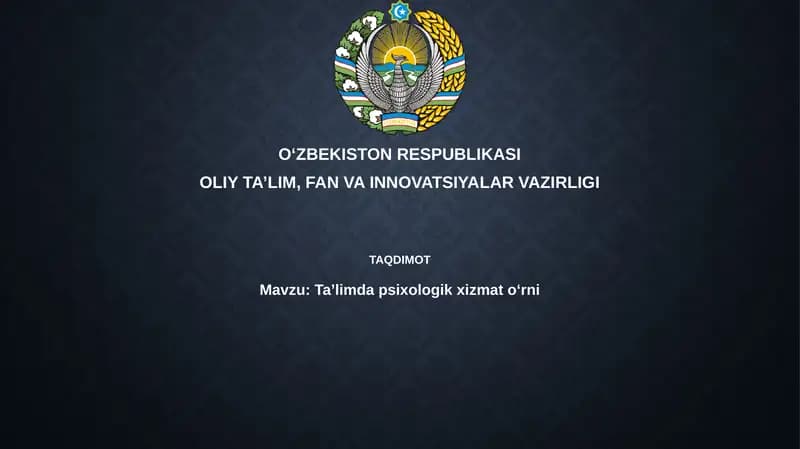 Psixologik xizmatlar ta'lim tizimida