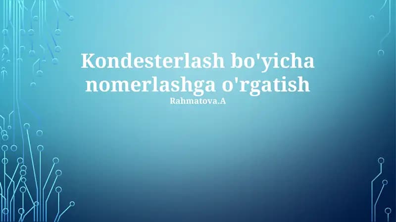 Kondensator Raqamlash Asoslari