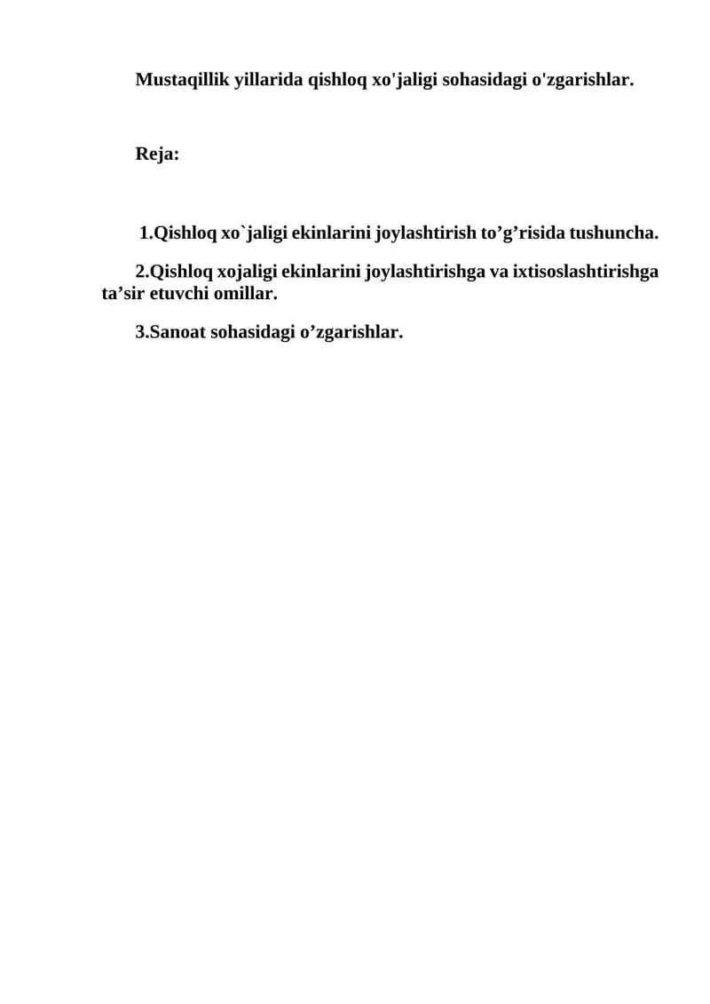 Qishloq xo'jaligi rivojlanish tarixi