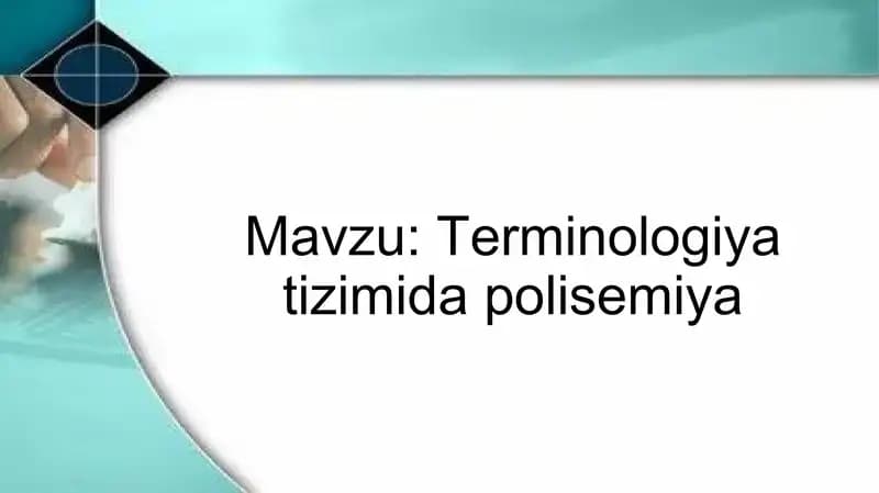Terminologiya tizimida polisemiya