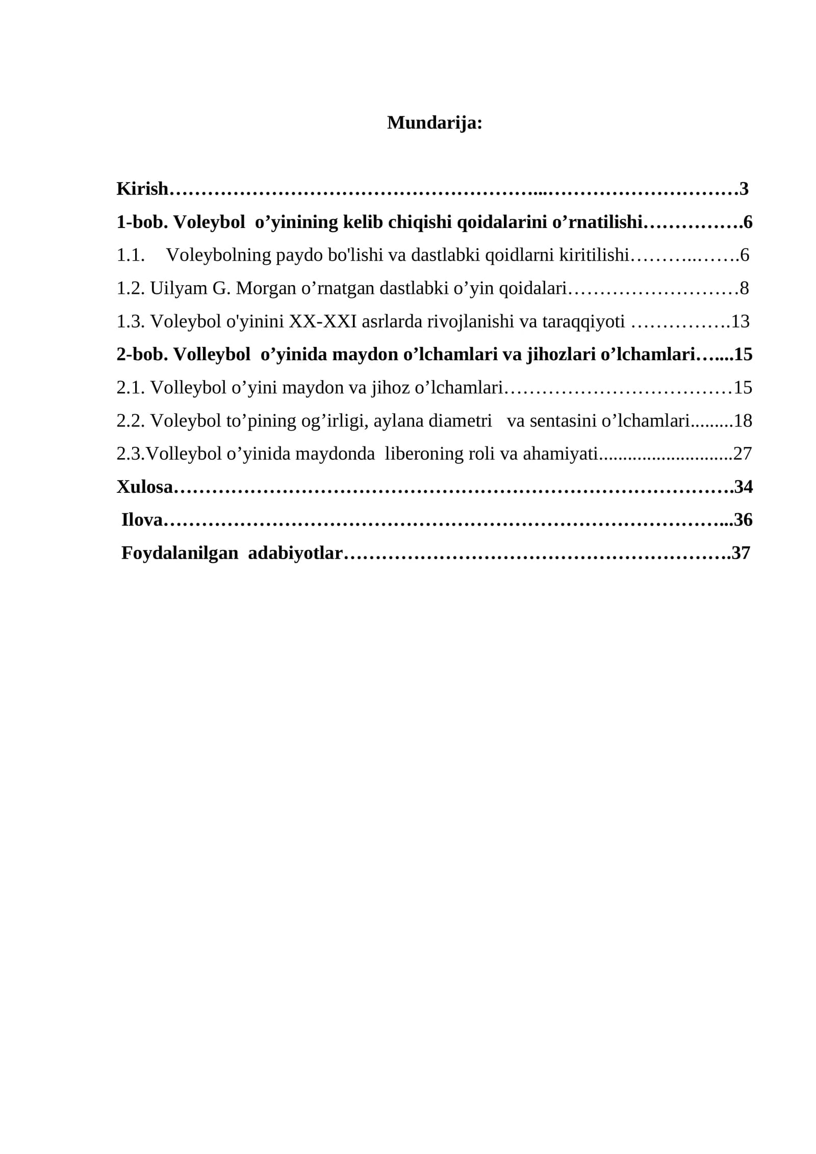 Voleybol maydoni va jihozlarining o'lchami
