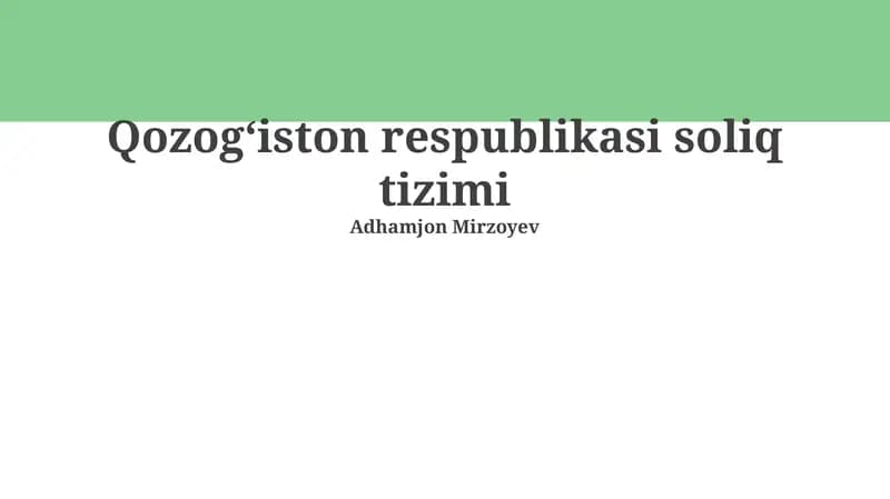 Qozogʻiston respublikasi soliq tizimi