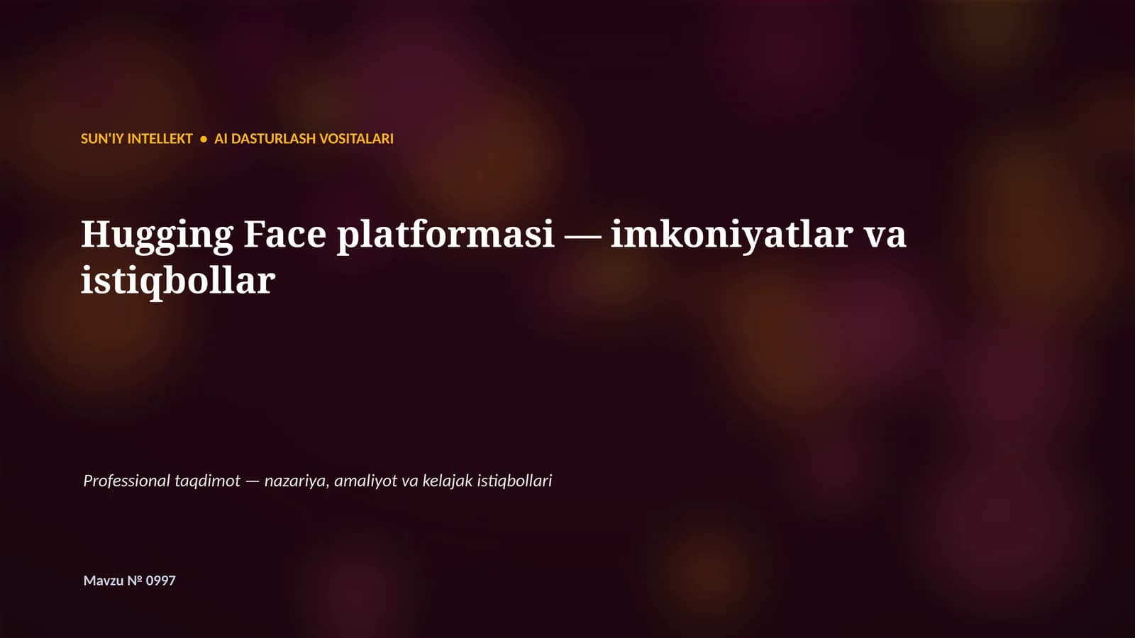 SUN'IY INTELLEKT • AI DASTURLASH VOSITALARI