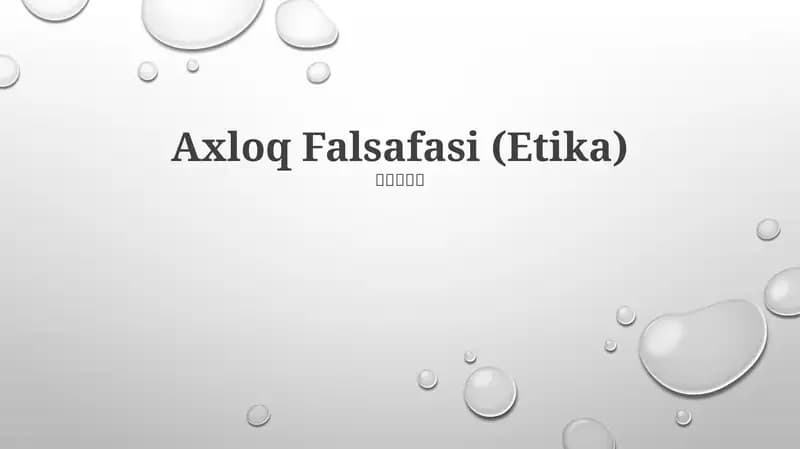 Axloq Falsafasi (Etika)