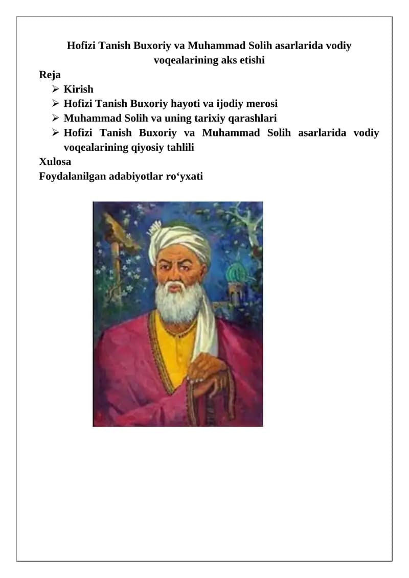 Asarlarida Vodiy Voqealarining Aks Etishi