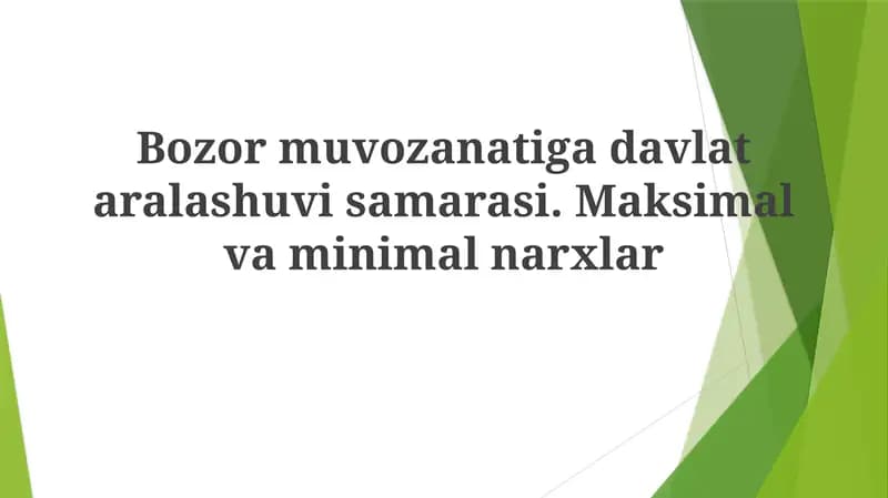 Bozor muvozanati va uning buzilishi