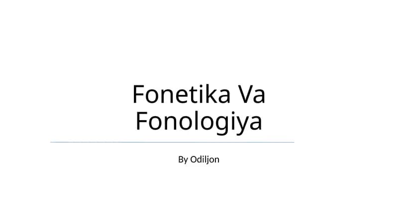 Fonetika Va Fonologiya