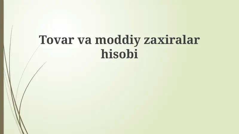 Mahsulotlar va materiallar inventarizatsiyasining asosiy usullari