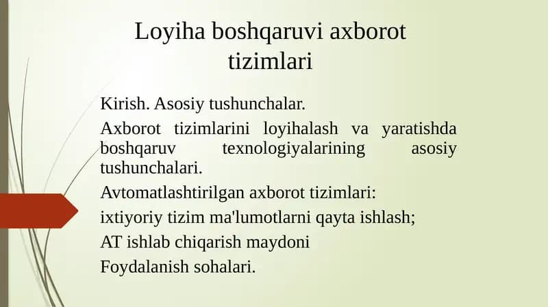 Loyiha boshqaruvi axborot tizimlari