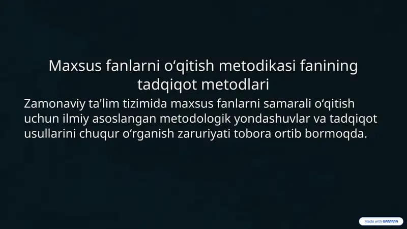 Maxsus fanlarni oʻqitish metodikasi