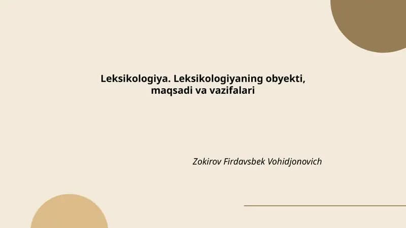 Leksikologiya