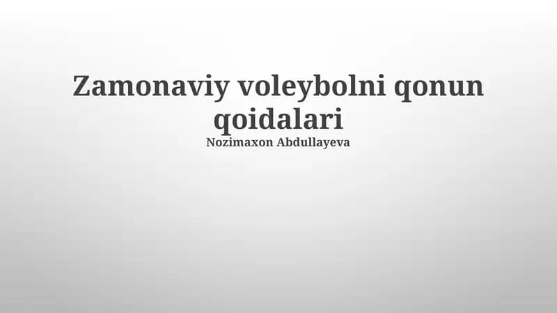 Zamonaviy voleybolni qonun qoidalari