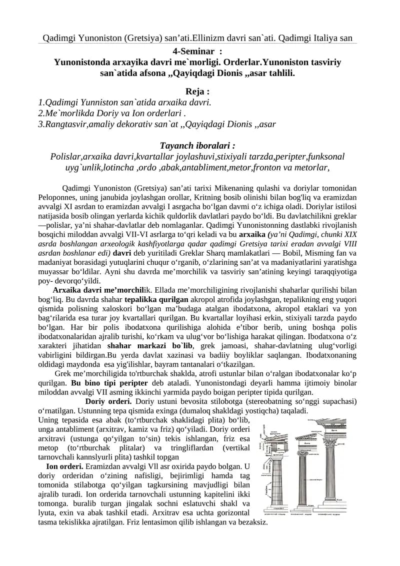 Qadimgi Yunoniston (Gretsiya) san’ati