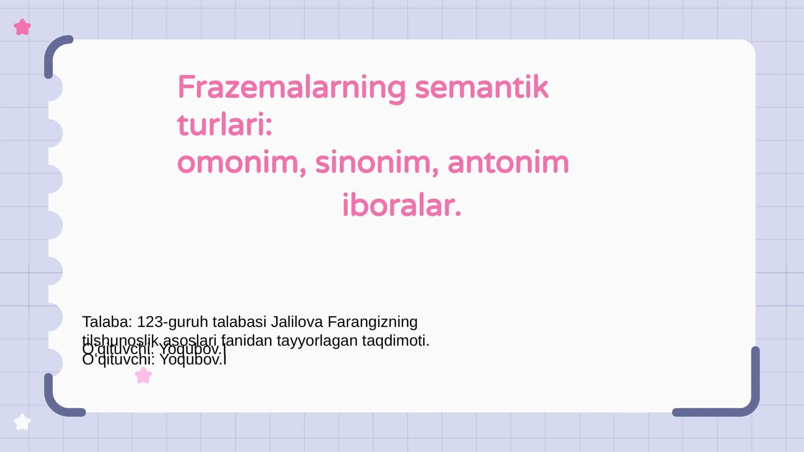Frazemlarning semantik turlari