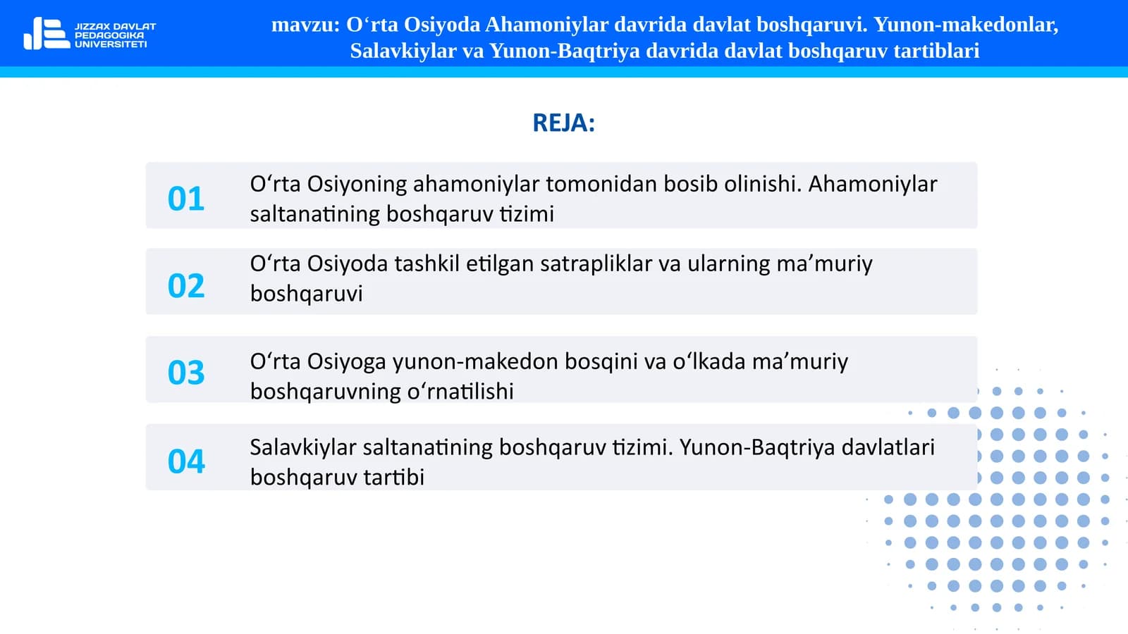 O‘rta Osiyoda Ahamoniylar davrida davlat boshqaruvi
