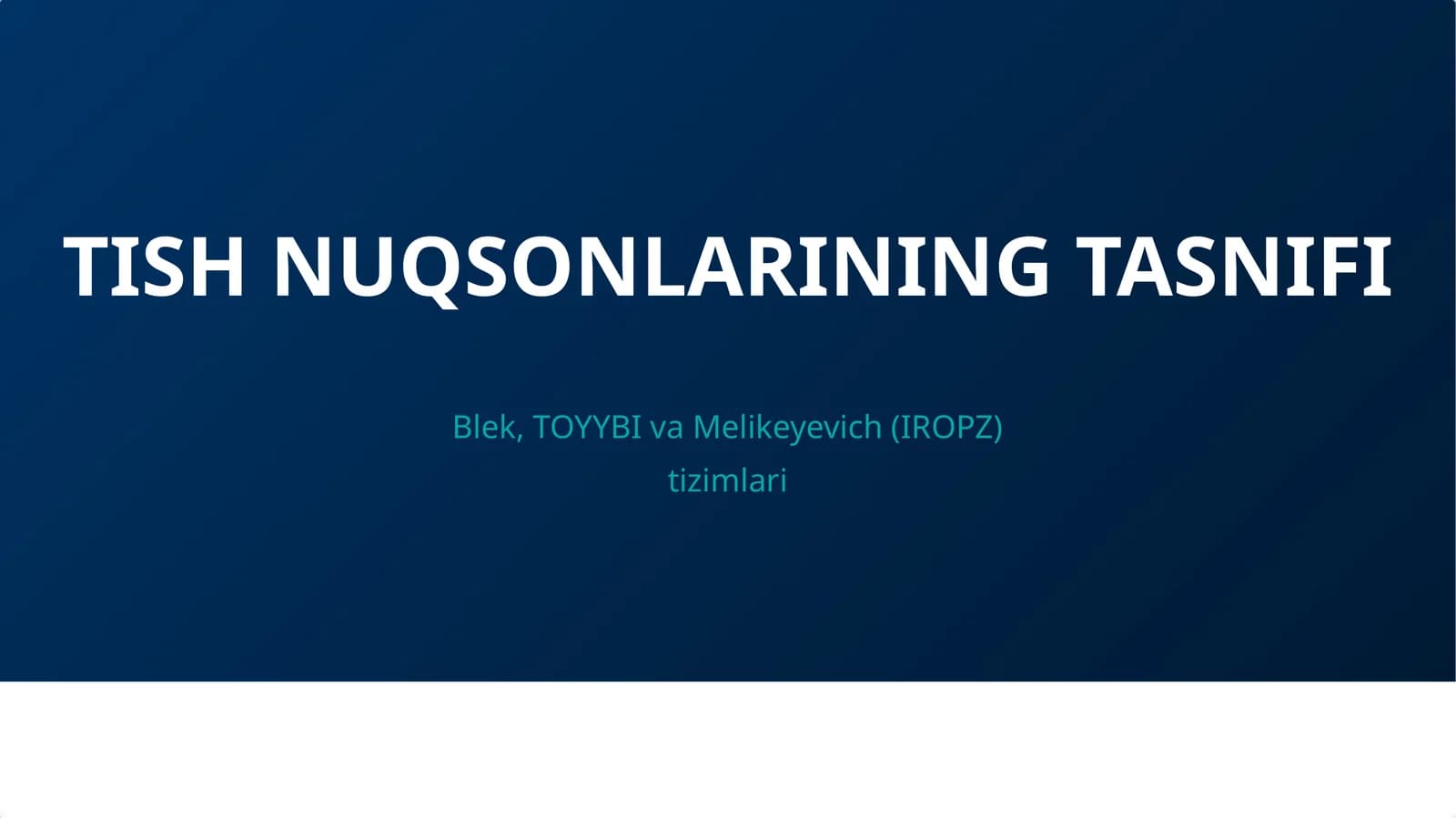 TISH NUQSONLARINING TASNIFI