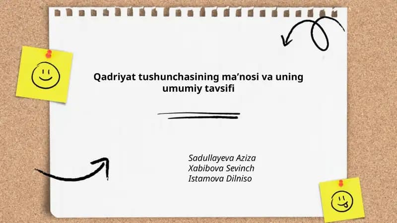 Qadriyat tushunchasining maʼnosi va uning umumiy tavsifi