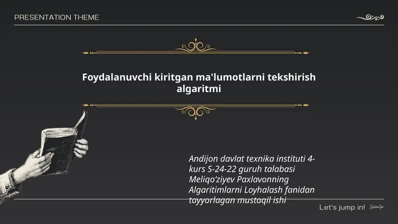 Algaritimlarni Loyhalash fanidan mustaqil ish