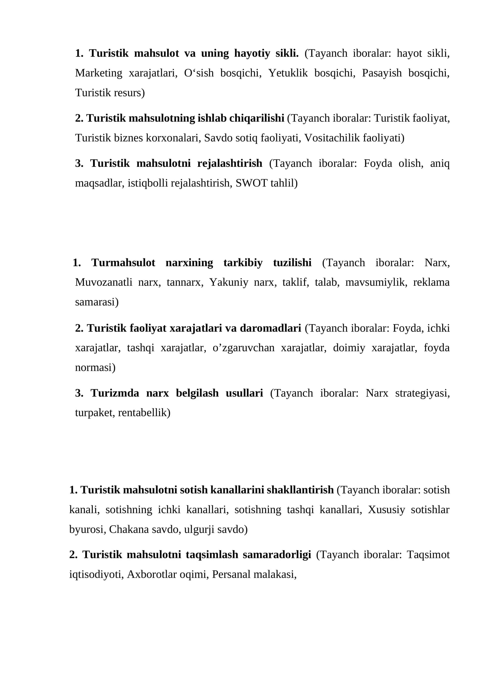 Turistik mahsulot va uning hayotiy sikli