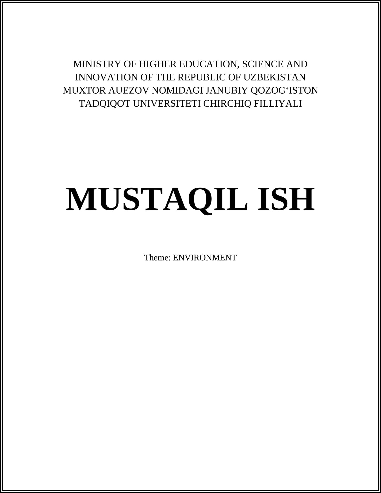 MUSTAQIL ISH: Climate Change
