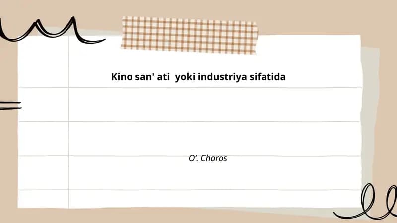 Kino san'ati yoki industriya sifatida