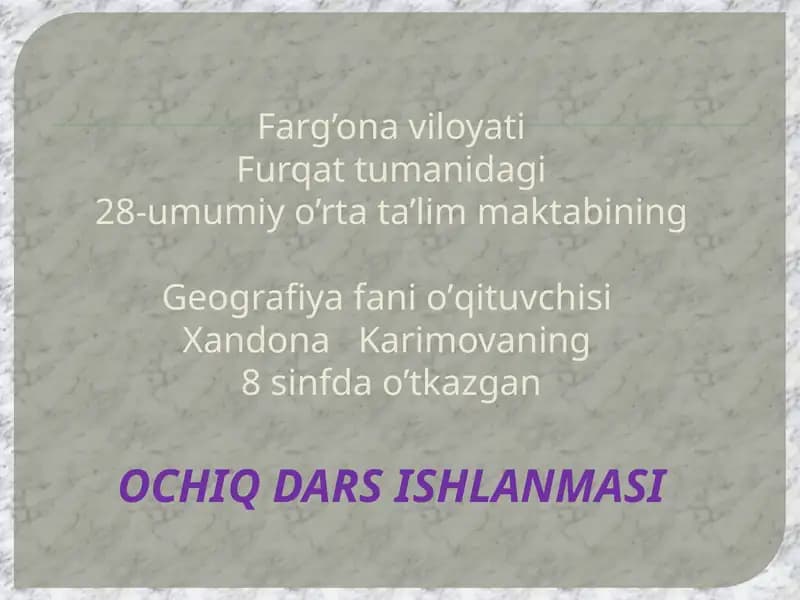 Geografiya fanining dehqonchilik mavzusi