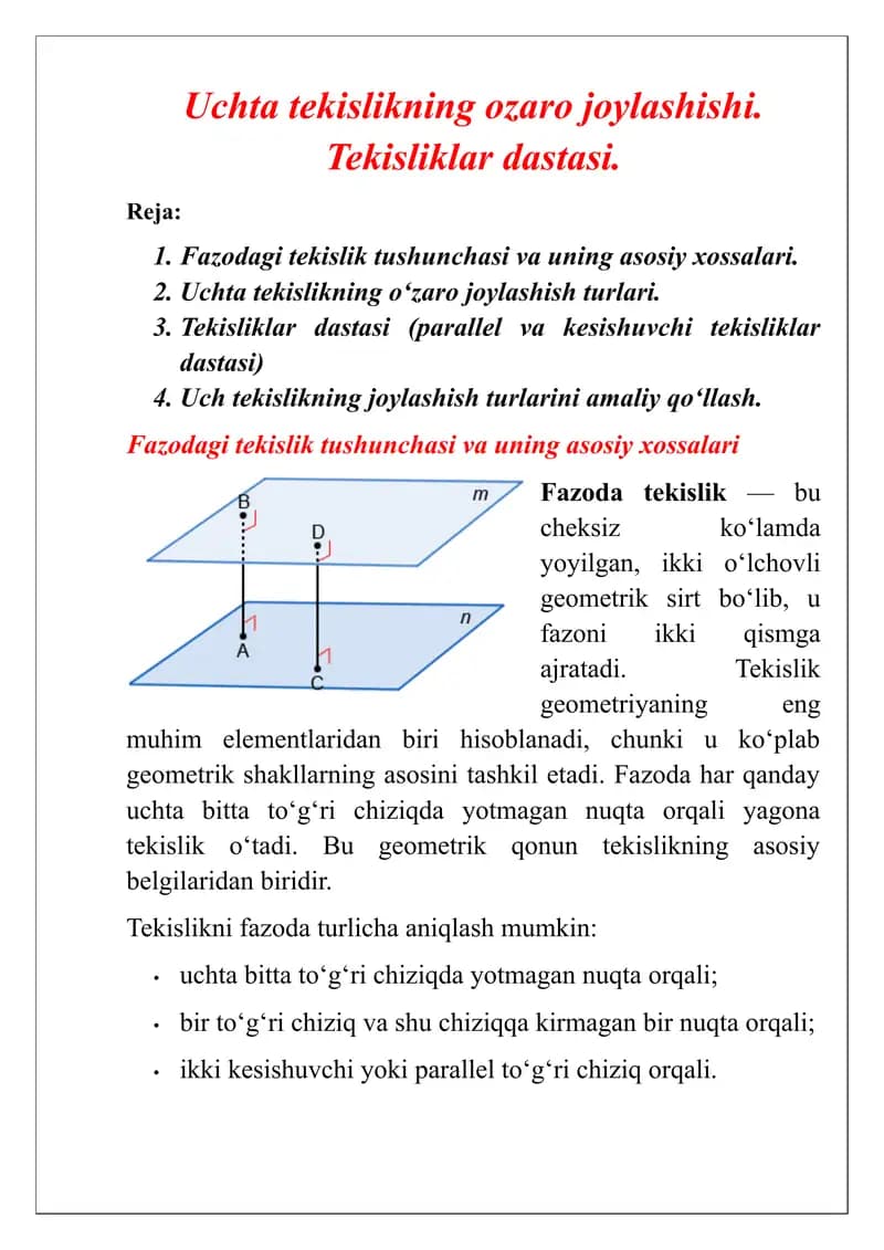 Fazoda Tekisliklar
