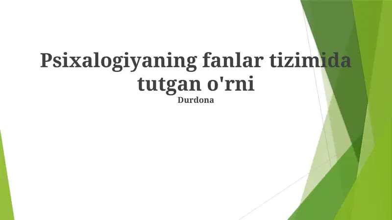 Psixologiya fanlar tizimi