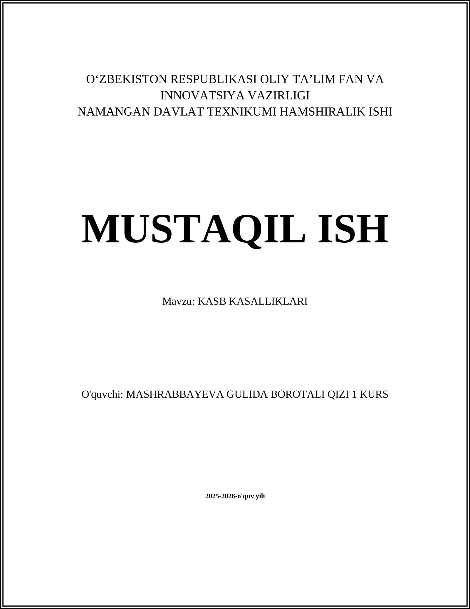 Kasb Kasalliklari