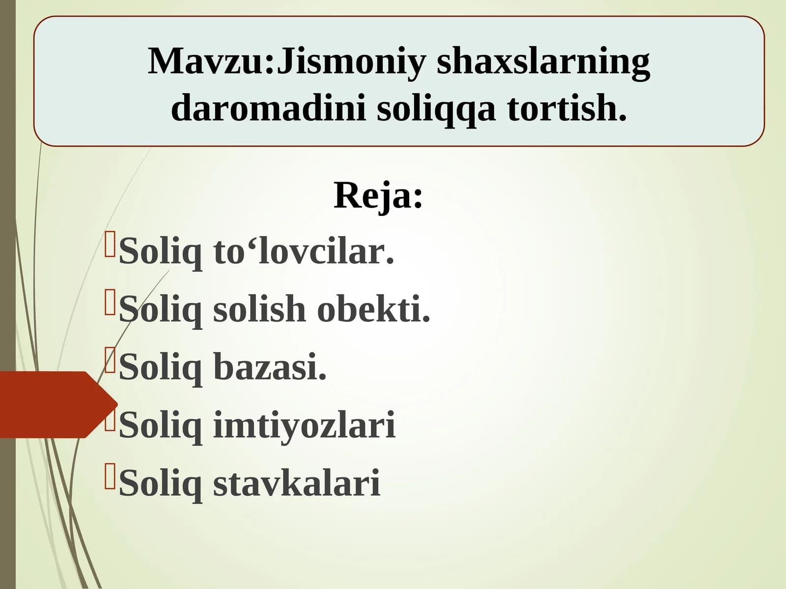 Jismoniy shaxslarning daromadini soliqqa tortish