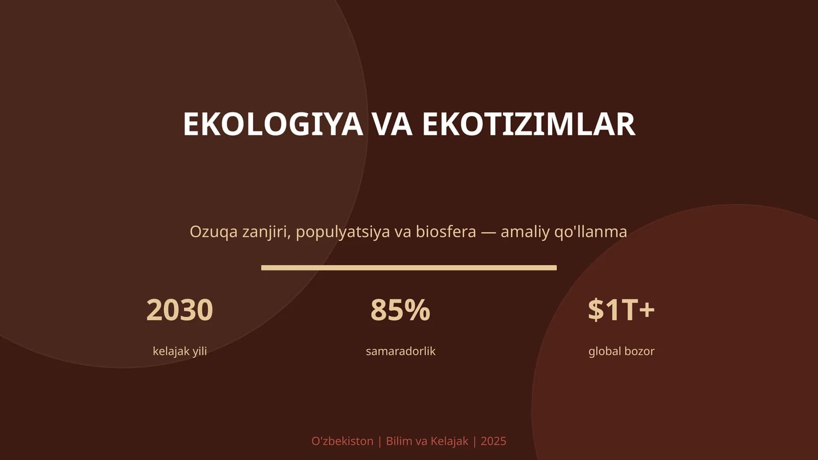 Ekologiya va ekotizimlar