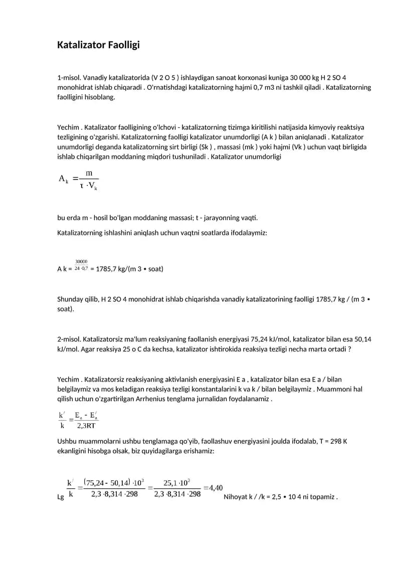 Katalizator Faolligi
