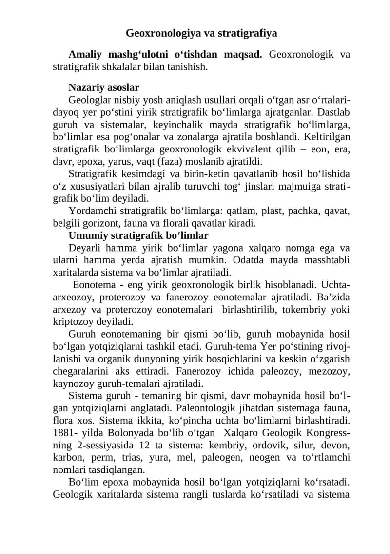 Geoxronologiya va stratigrafiya