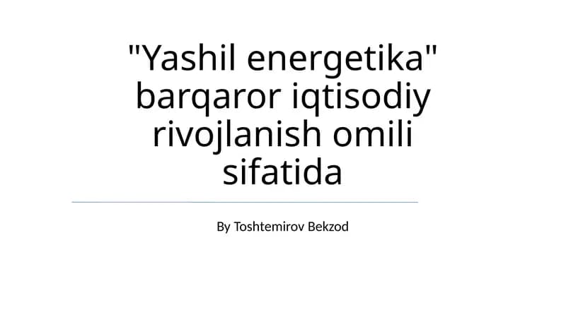 Yashil energetika
