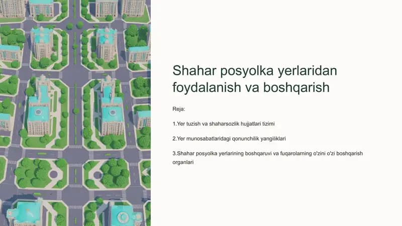 Yer tuzish va shaharsozlik hujjatlari tizimi