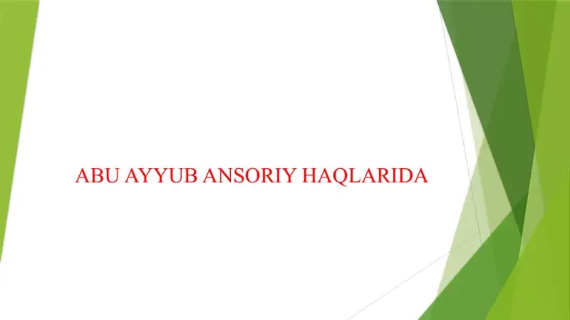 ABU AYYUB ANSORIY HAQLARIDA