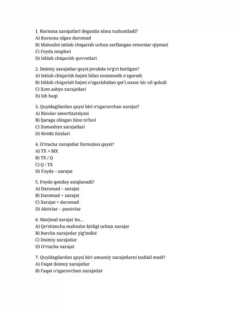 Xarajatlar va daromad