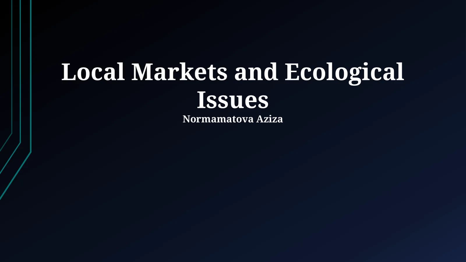Local Markets and Ecological Issues