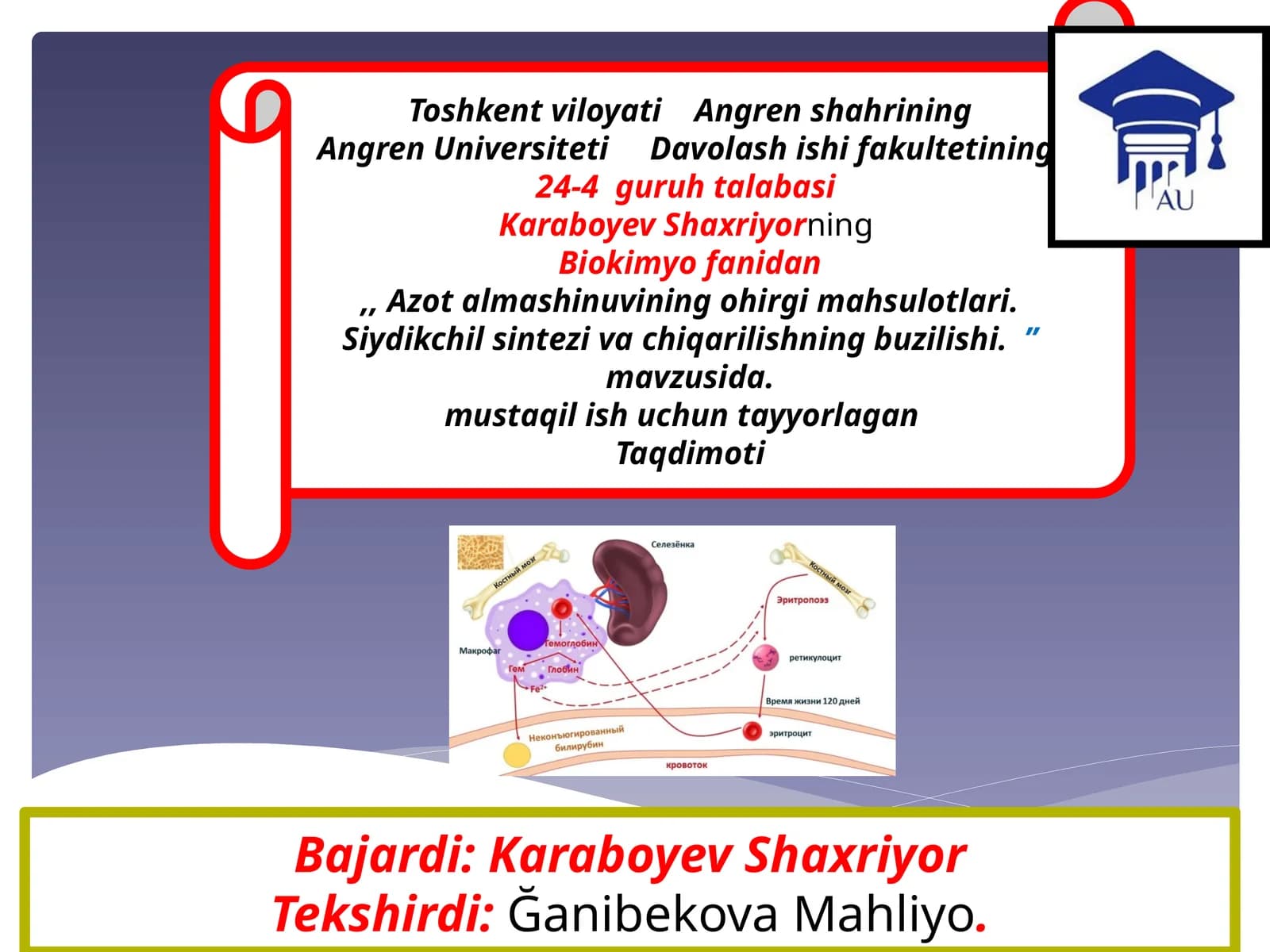 Azot almashinuvi ohirgi mahsulotlari