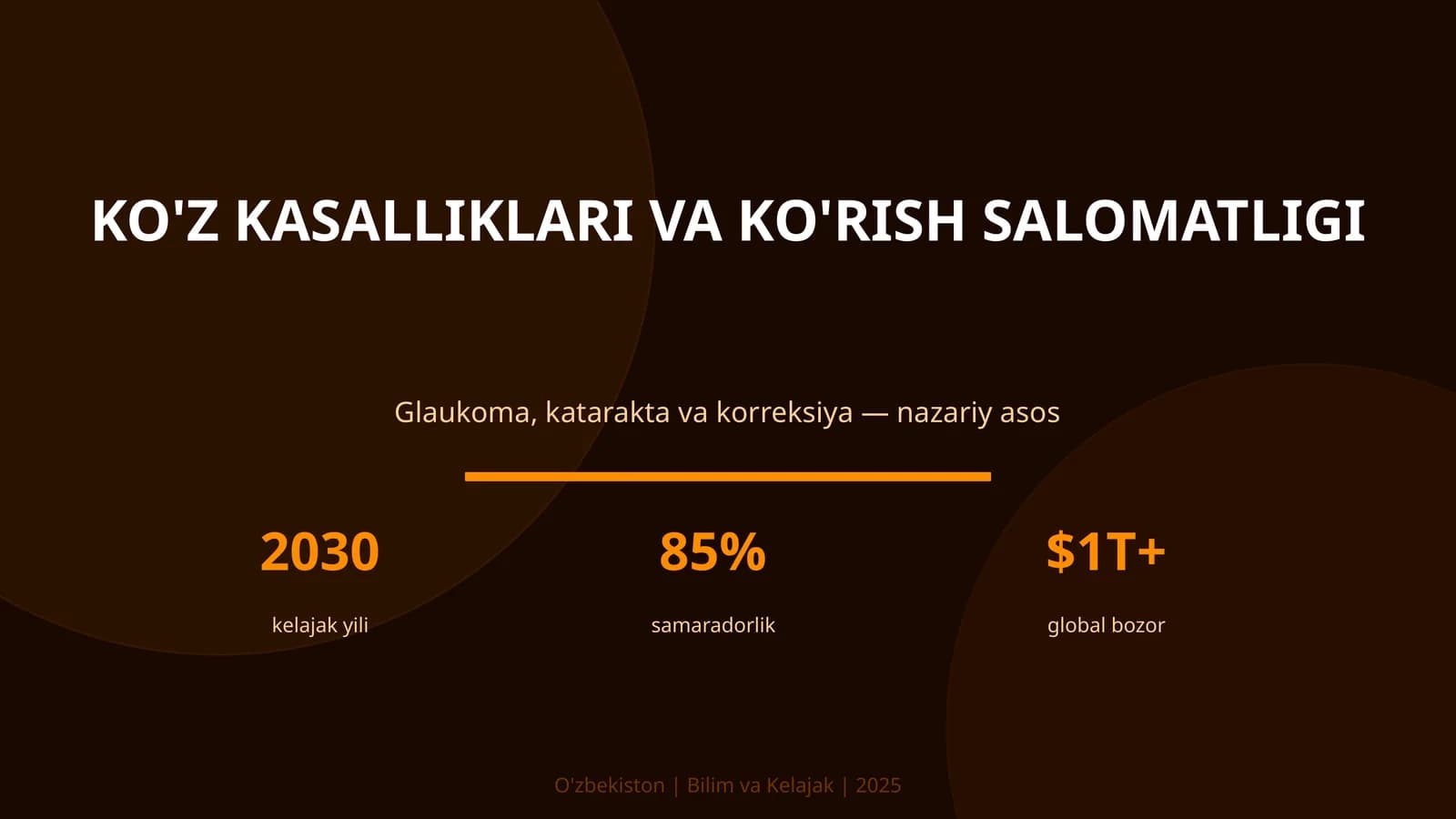 KO'Z KASALLIKLARI VA KO'RISH SALOMATLIGI