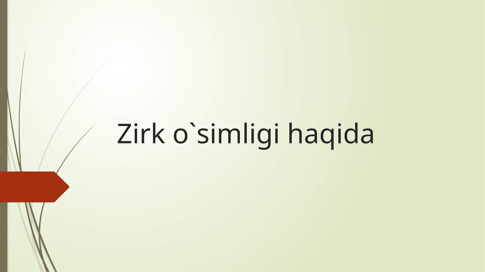 Zirk o`simligi haqida