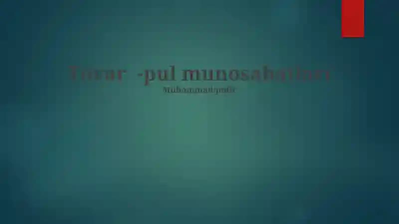 Tovar-Pul Munosabatlari