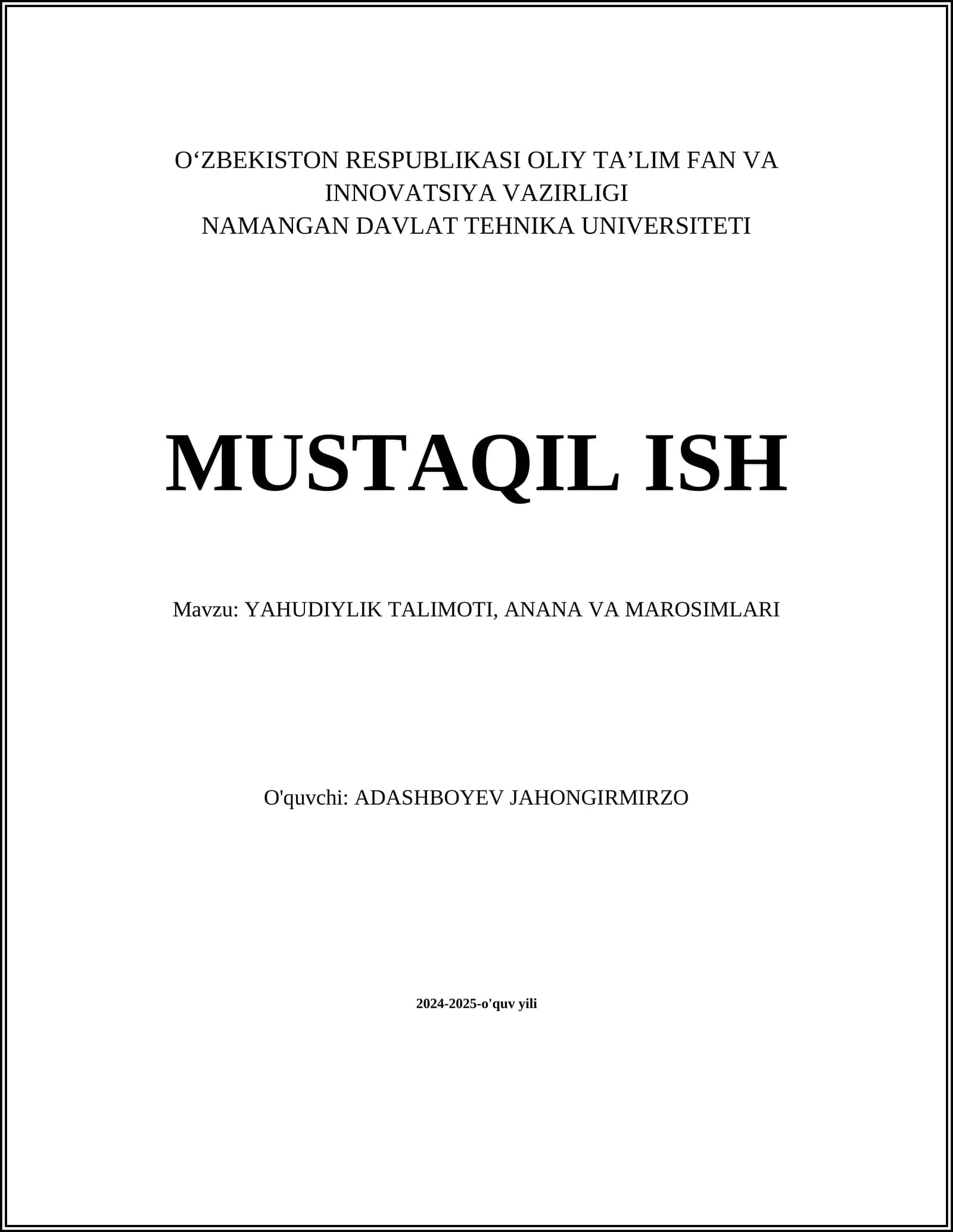 YAHUDIYLIK TALIMOTI