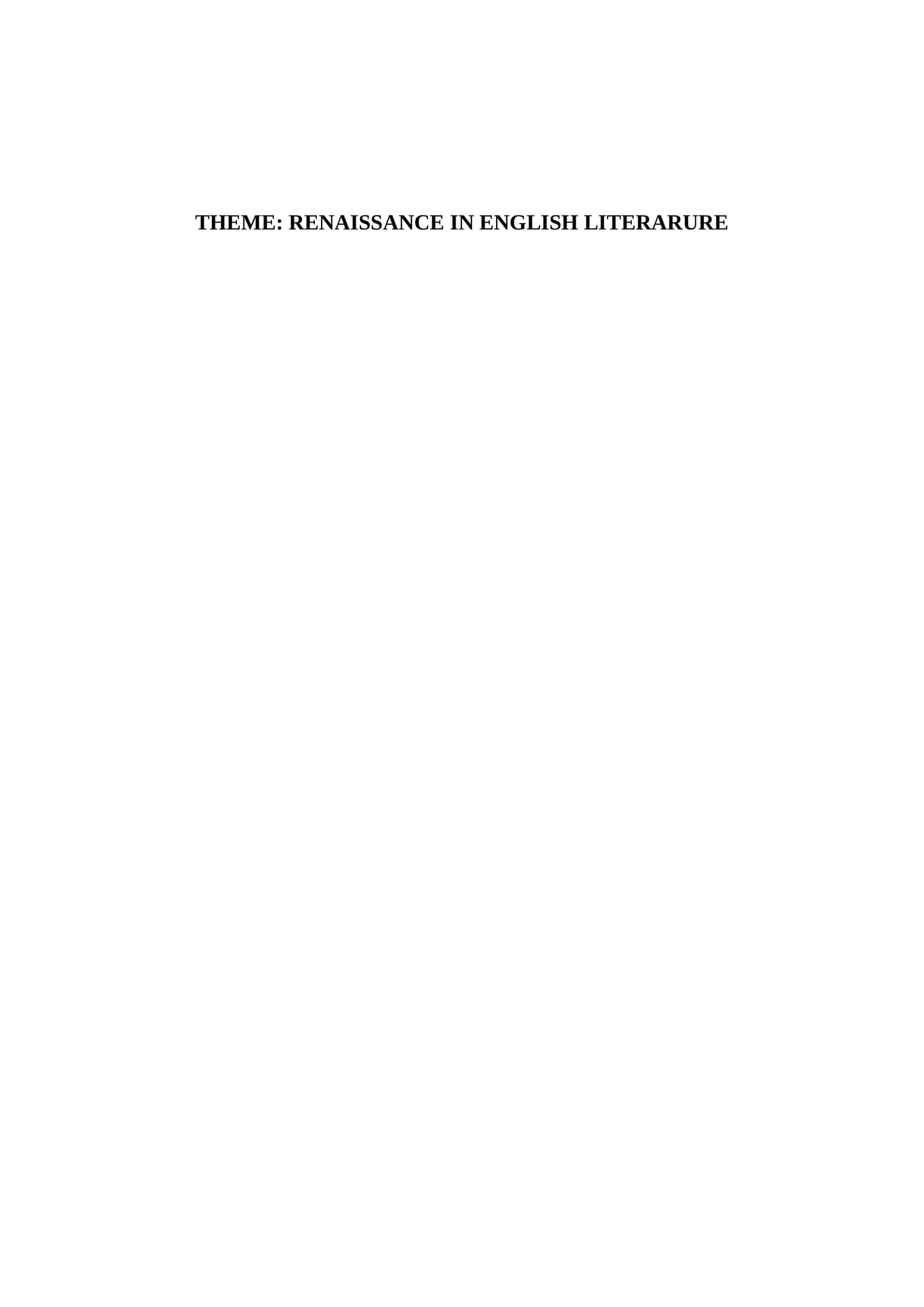 RENAISSANCE IN ENGLISH LITERARURE