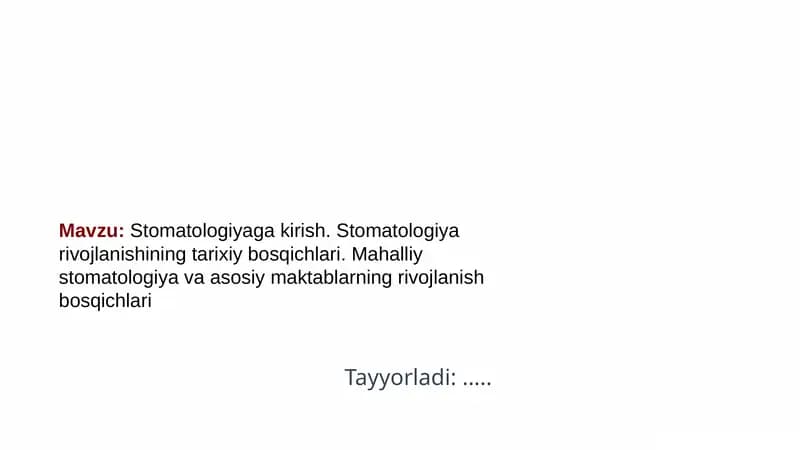 Stomatologiyaga kirish
